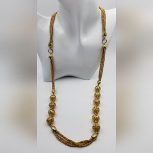 Gold tone floss orb filigree Victorian nights necklace